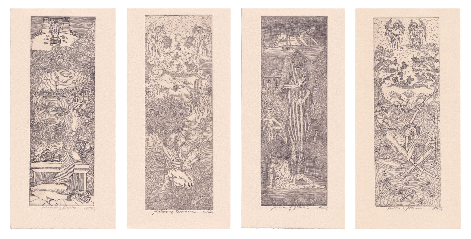 Every Psalm etchings by Lauren Stevens